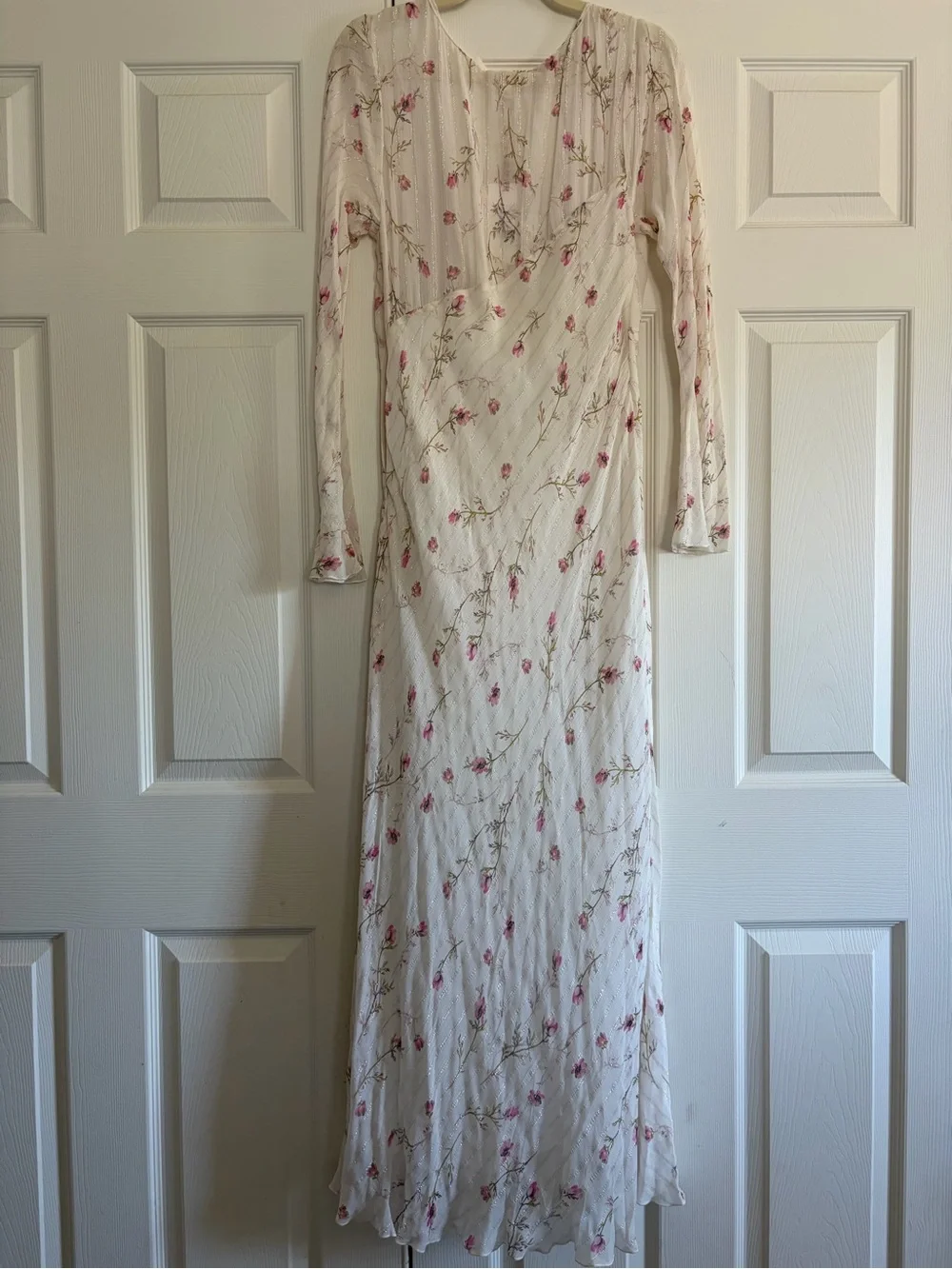LoveShackFancy Cream Maxi Dress with Pink Floral Print - Picture 3 of 4